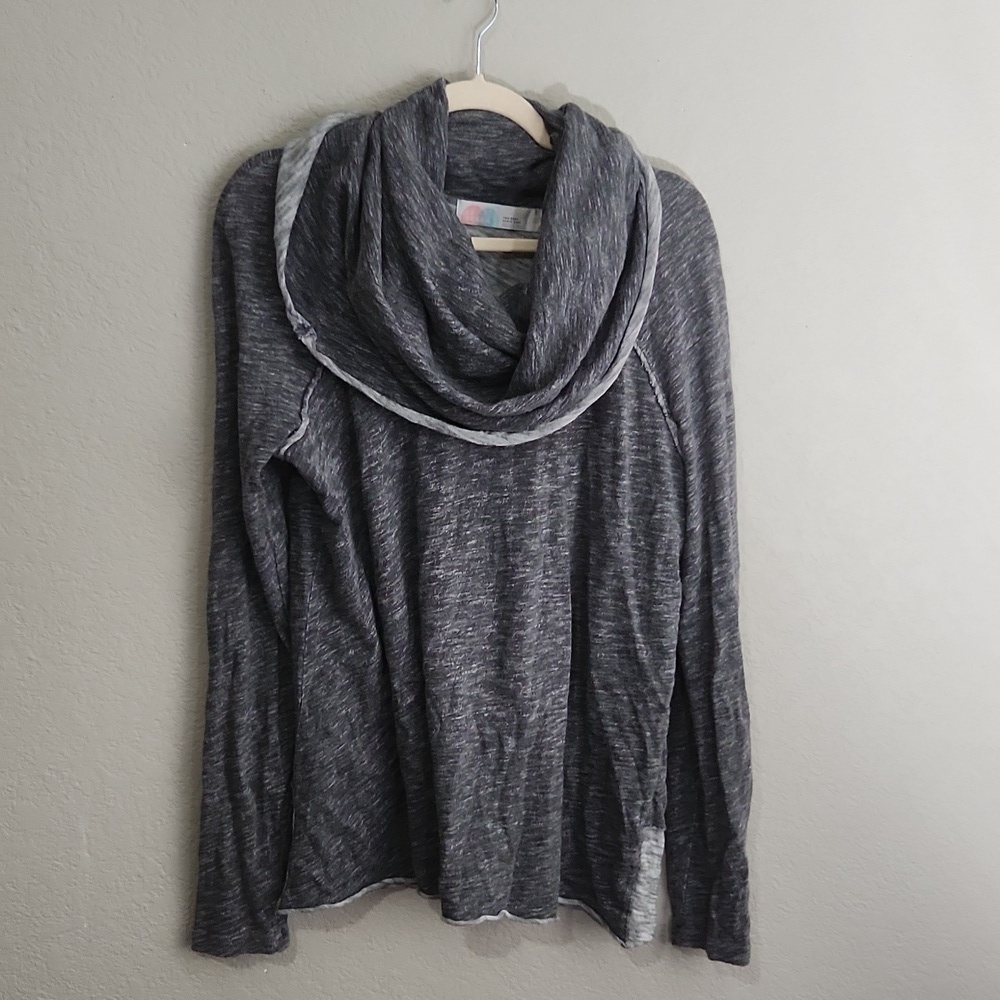Free People Beach Women's Gray Cowl Neck Turtleneck Sweater One Size Raw Edges